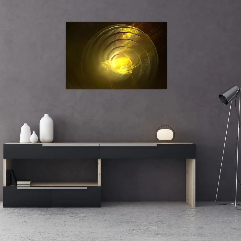 Tabloul cu spirala abstractă în galben (90x60 cm)