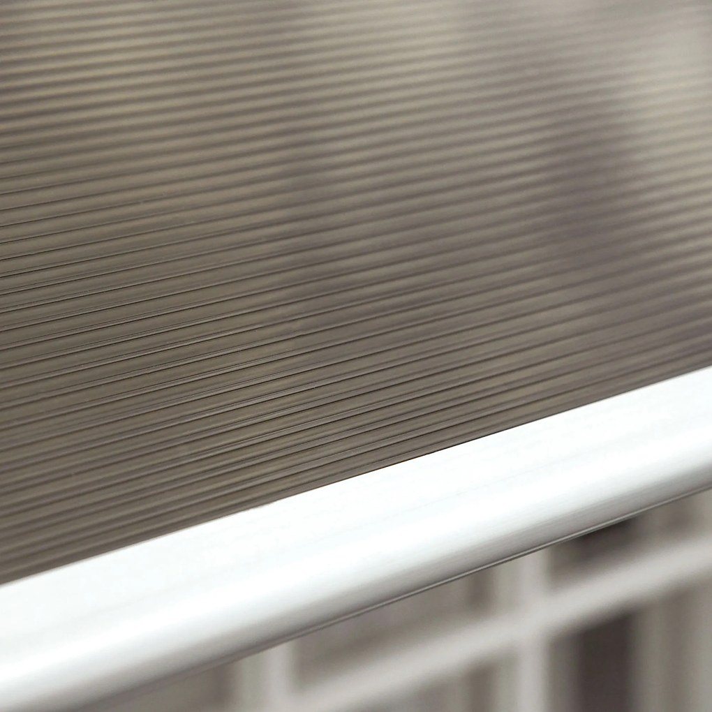 Streasina de exterior Outsunny 200x96cm din policarbonat si aluminiu, protectie pentru ferestre si usi, maro | Aosom RO