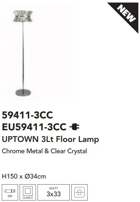 Lampa de podea eleganta cu cristal Uptown 3Lt