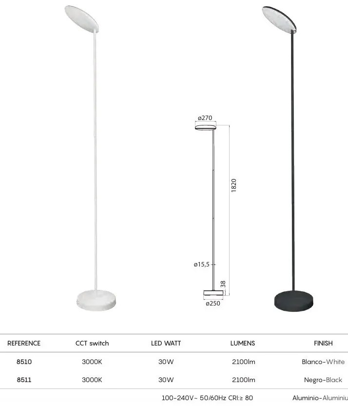 Lampadar, Lampa de podea LED NASSAU alb MA-8510