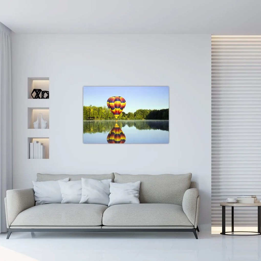 Tablou cu balon cu aer cald pe un lac (90x60 cm)