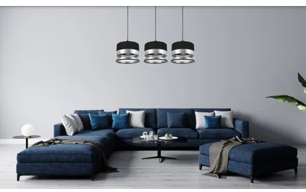 Lustră pe cablu MILO 3xE27/60W/230V argintie/neagră