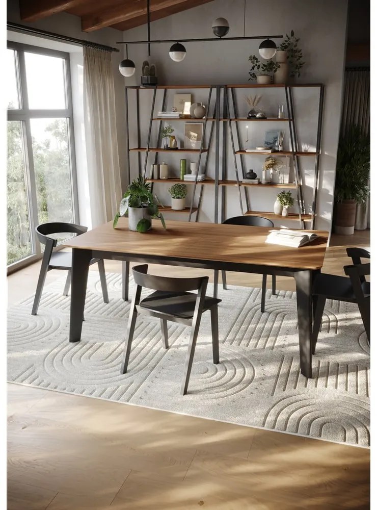 Masă de dining în culoare naturală extensibilă cu blat cu aspect de lemn de nuc 100x180 cm Shadow – TemaHome