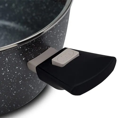 Oala cu capac 24 cm din aluminiu cu maner detasabil si invelis stone antiaderent Gaia NAVA NV 230 025