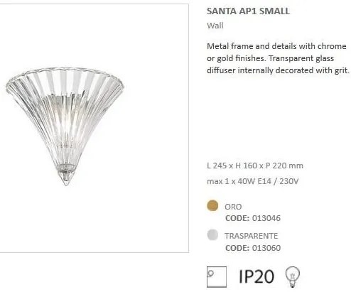 Aplica de perete Santa AP1 Small Oro 013046