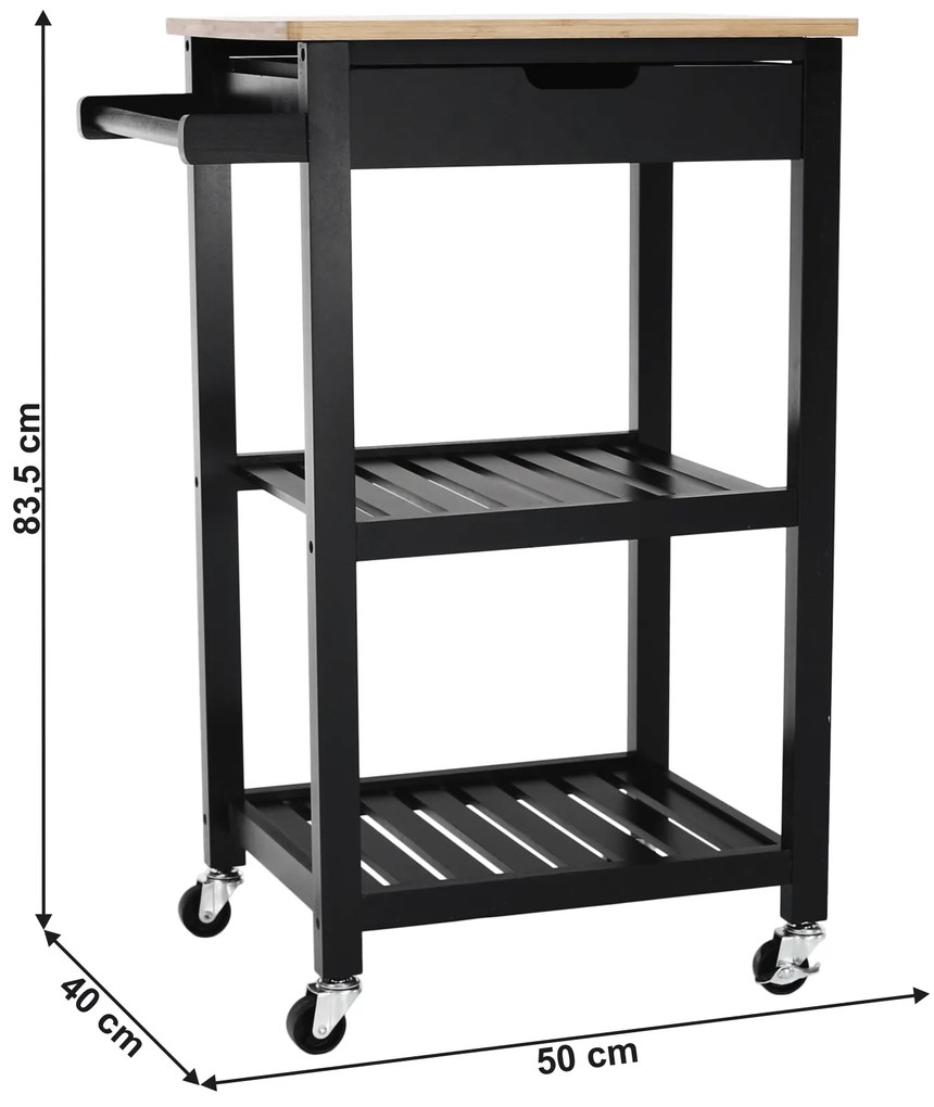 Carucior de servire, natural / negru, ARETE