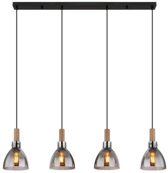 Globo 15550-4H - Lustră suspendată MATTEA pe cablu, 4xE27/6W/230V, negru/fumuriu