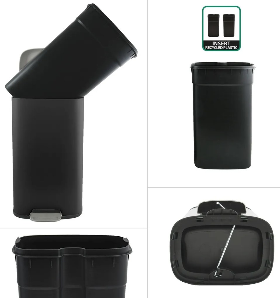 Coș de gunoi cu pedală soft-close Spirella Akira50 l, negru mat, 50 l