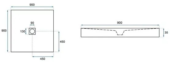 Cadita dus patrata Rea Rock 90x90 gri