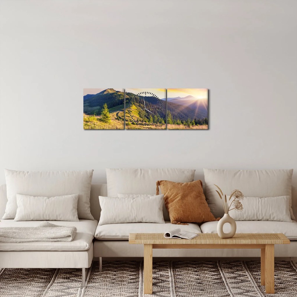 Tablou - Peisaj forestier (cu ceas) (90x30 cm)