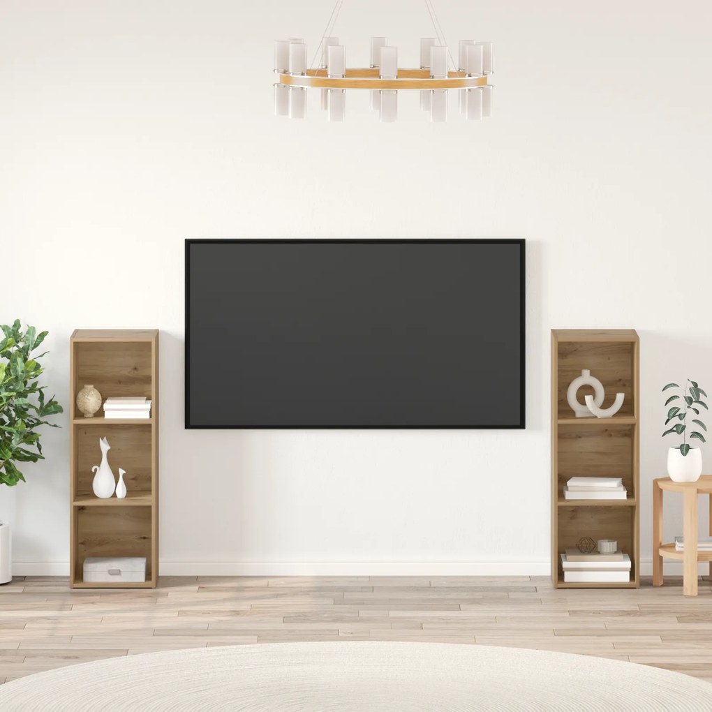 vidaXL Set comodă TV cu raft 2 pcs Stejar artisanal 107 x 35 x 37 cm