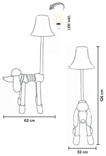 Lampadar LED pentru copii Happy Lamps BELLO LED/5,4W/230V pudel