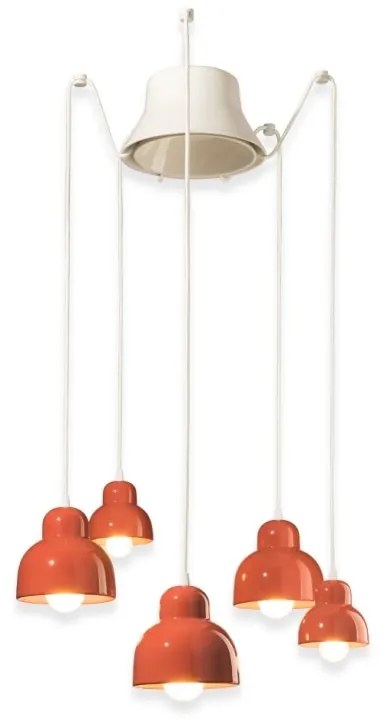 Lustra cu 5 pendule design italian realizat manual din ceramica BERIMBAU