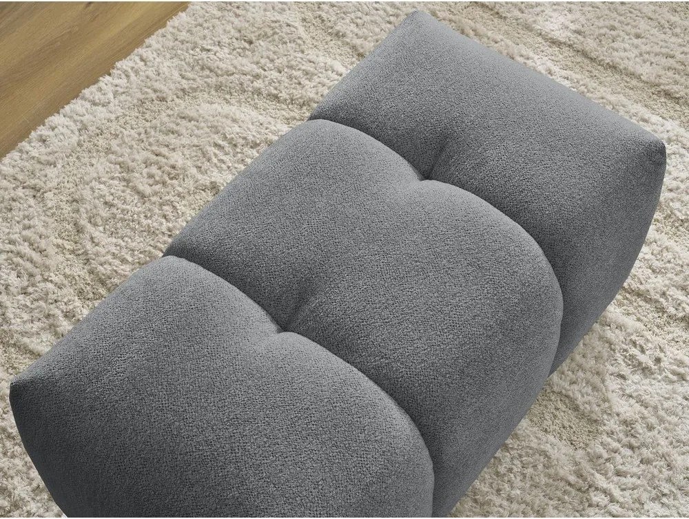 Taburet gri cu tapițerie din chenille Roxelane – Bobochic Paris