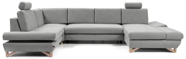 Colțar tapițat extensibil AVESTA, tip U, gri, cu spațiu de depozitare