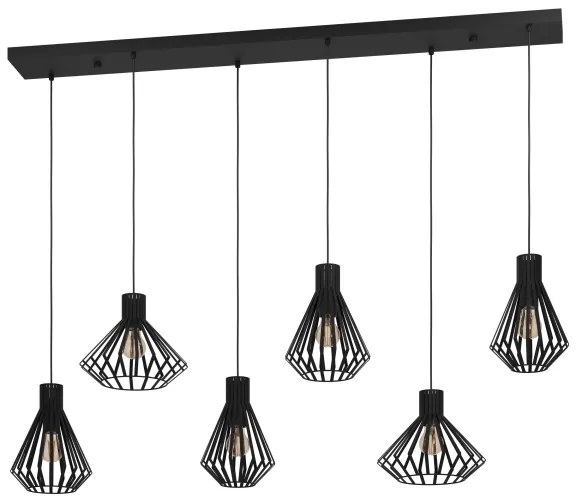 Lustră pe cablu Eglo 390126 BASIDANO 6xE27/40W/230V negru
