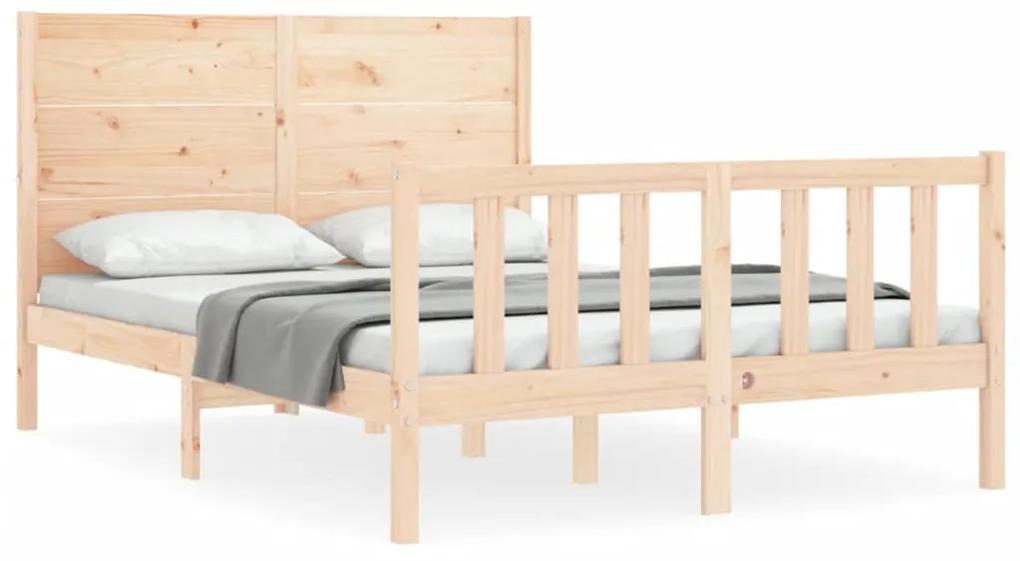 3192731 vidaXL Cadru de pat cu tăblie, 140x190 cm, lemn masiv