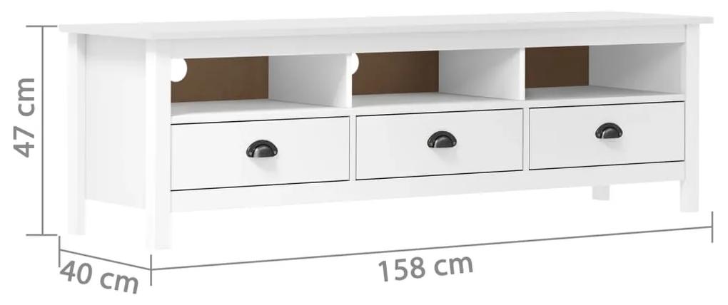 Comoda TV Hill Range, alb, 158x40x47 cm, lemn masiv de pin Alb, 1