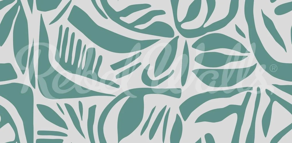 Fototapet, Abstract Leafs, Turquoise, Rebel Walls