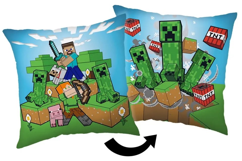 Pernă pentru copii 40x40 cm Minecraft "Creeper Rush" – Jerry Fabrics