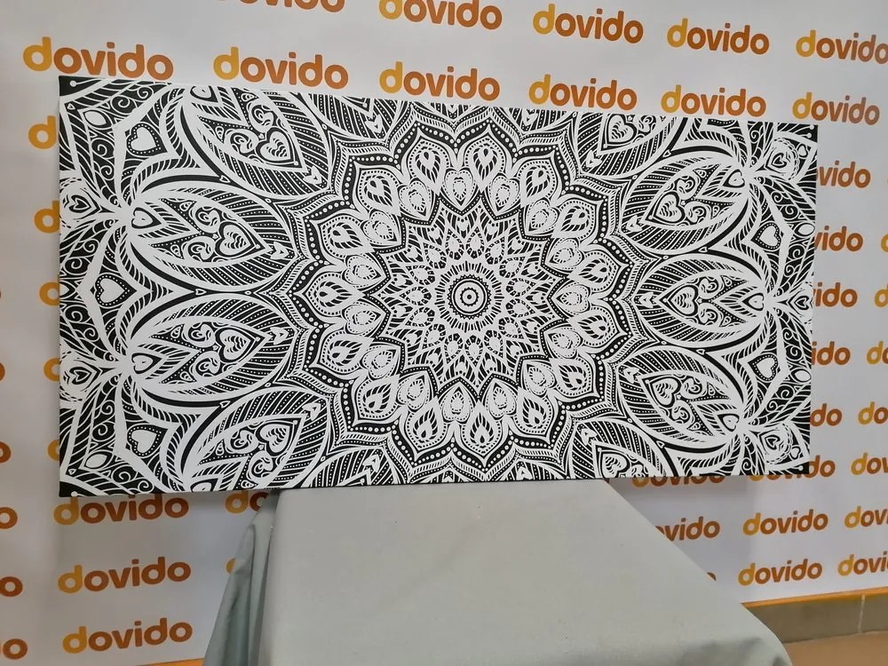 Tablou Mandala armonie în design alb-negru