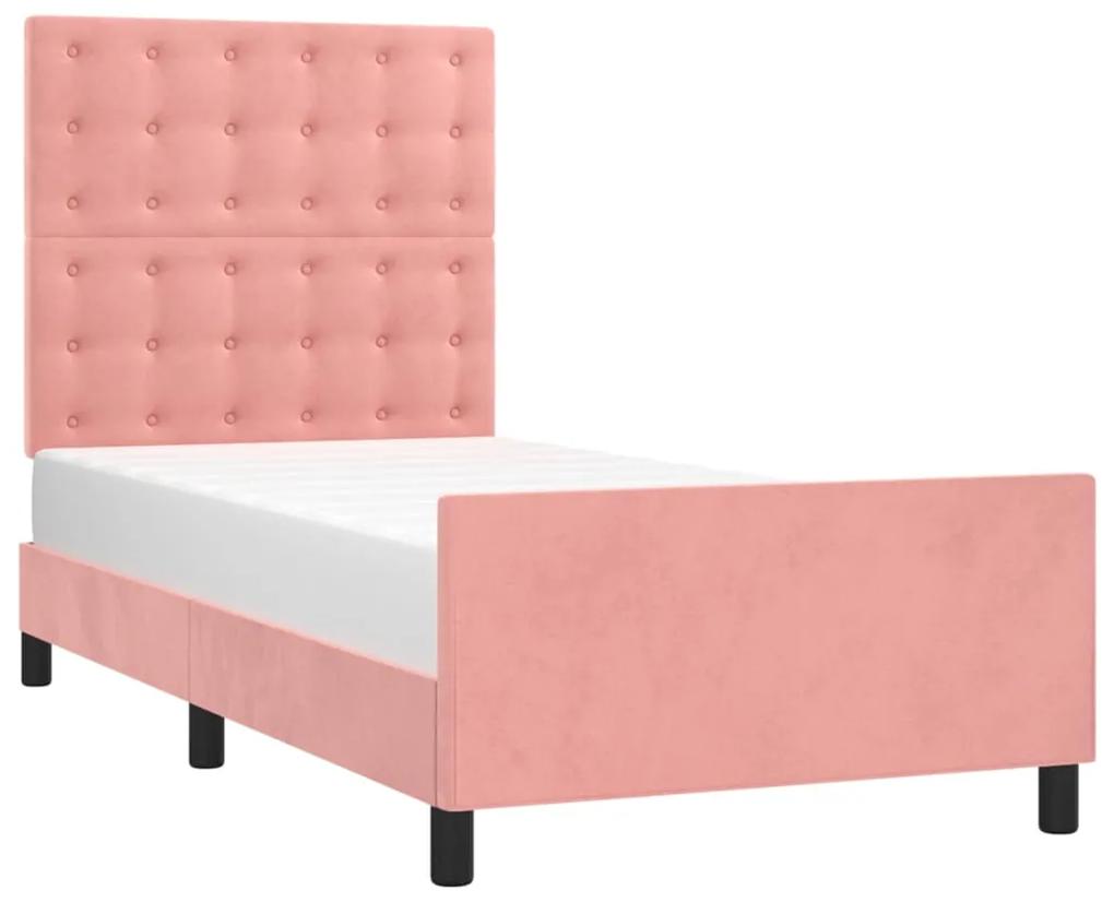 3125970 vidaXL Cadru de pat cu tăblie, roz, 80x200 cm, catifea