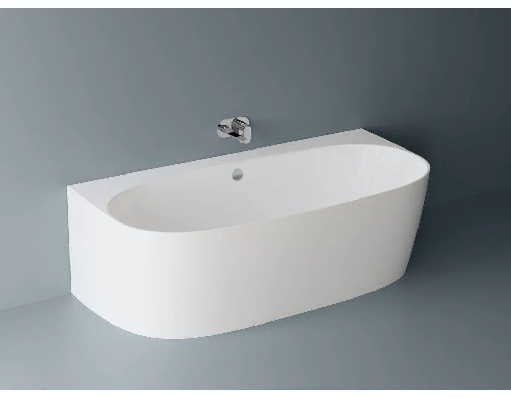 Cada freestanding compozit Marmite Como, 180 x 86 cm, lipita de perete, alb lucios