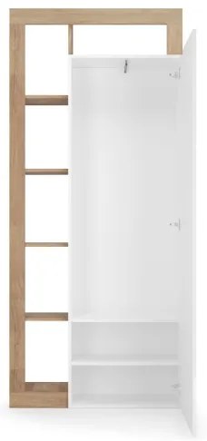 Dulap pentru haine LENOR 91x209 cm, alb/maro