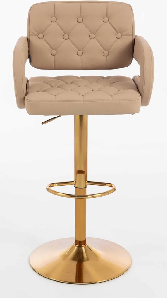 HR8403W Scaun Caramel Piele Ecologica Premium Soft cu Bază Aurie