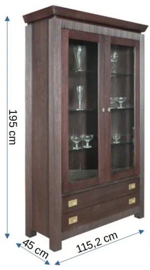 Vitrina Saigon Charchoal, 2Usi + 2Sertare, Negru, 195 x 45 x 115 Cm