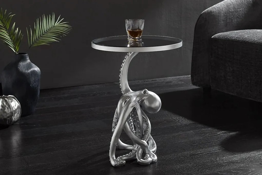 Masuta cu iluminat WILDLIFE OCTOPUS 55cm argintiu