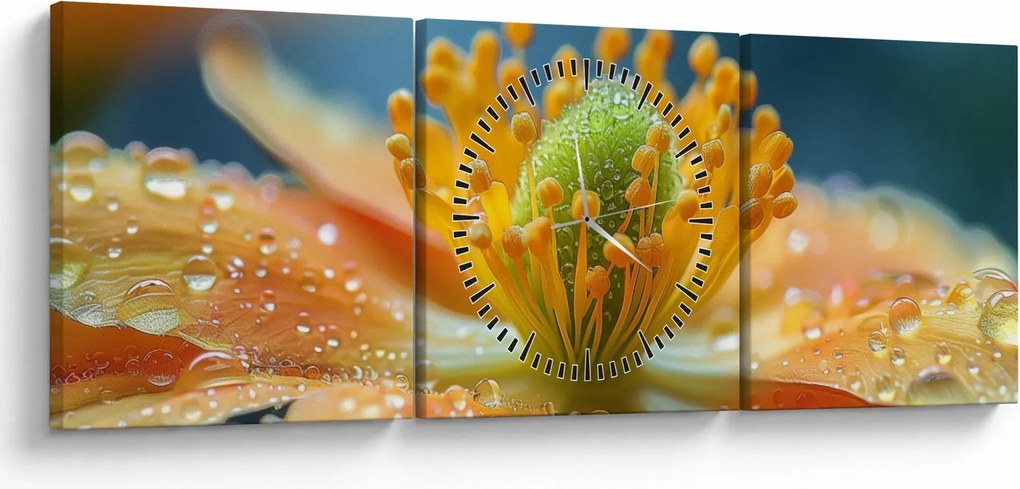 Tablou - Detaliu de floare (cu ceas) (90x30 cm)