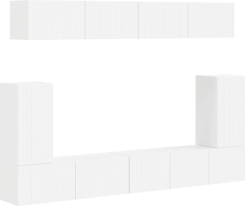 vidaXL Set comodă TV Pe perete 5 pcs Alb Lemn compozit