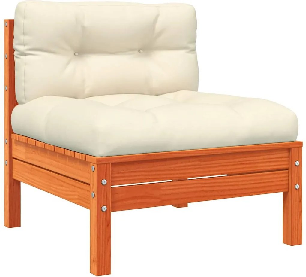 vidaXL Canapea de grădină fără cotiere, cu perne, maro ceruit