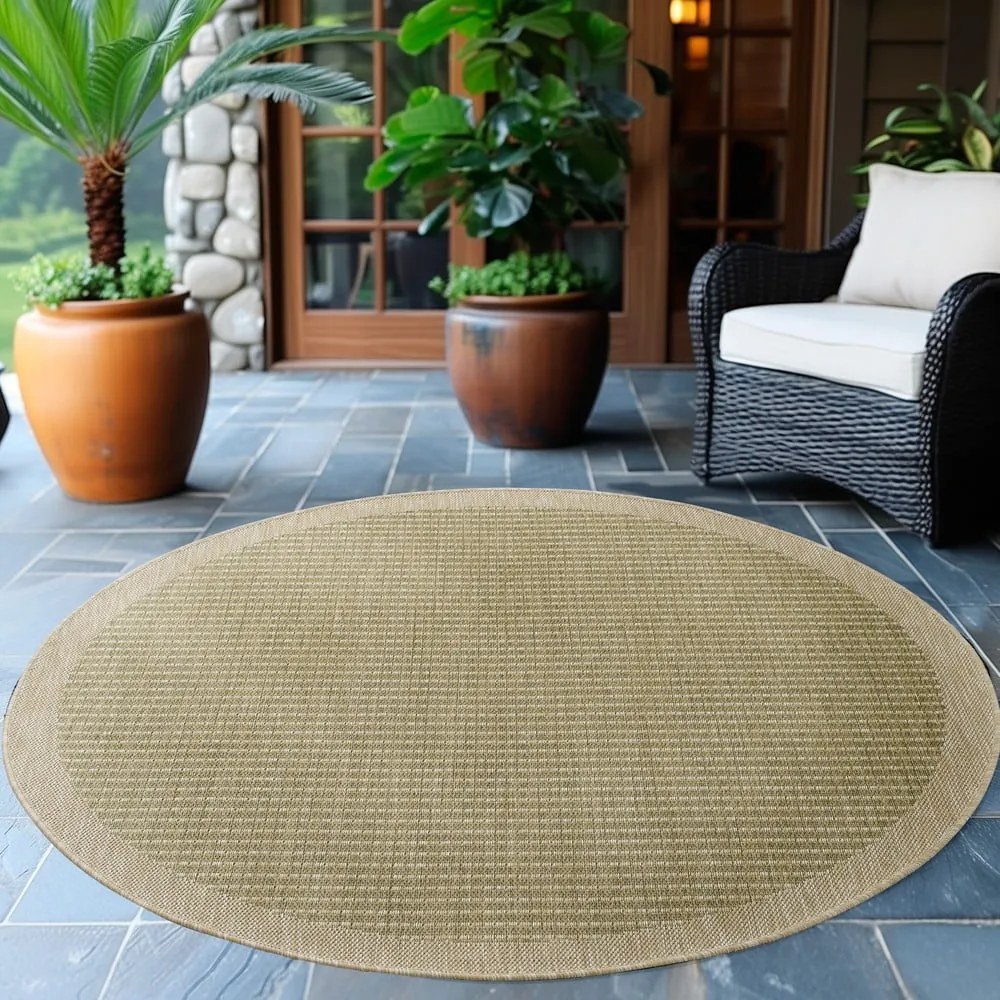 Covor pentru exterior și interior kaki rotund ø 120 cm Giza 1410 – Ayyildiz Carpets