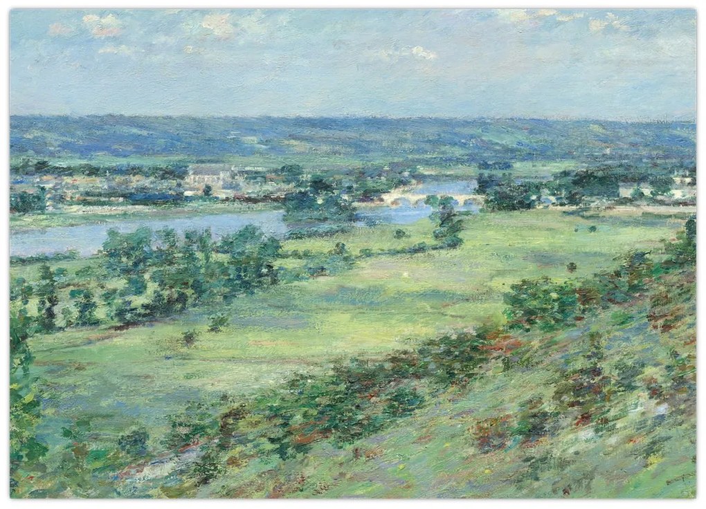 Tablou pe sticlă - Theodore Robinson, The Valley of the Seine, From the Hills of Giverny, reproducere (70x50 cm)