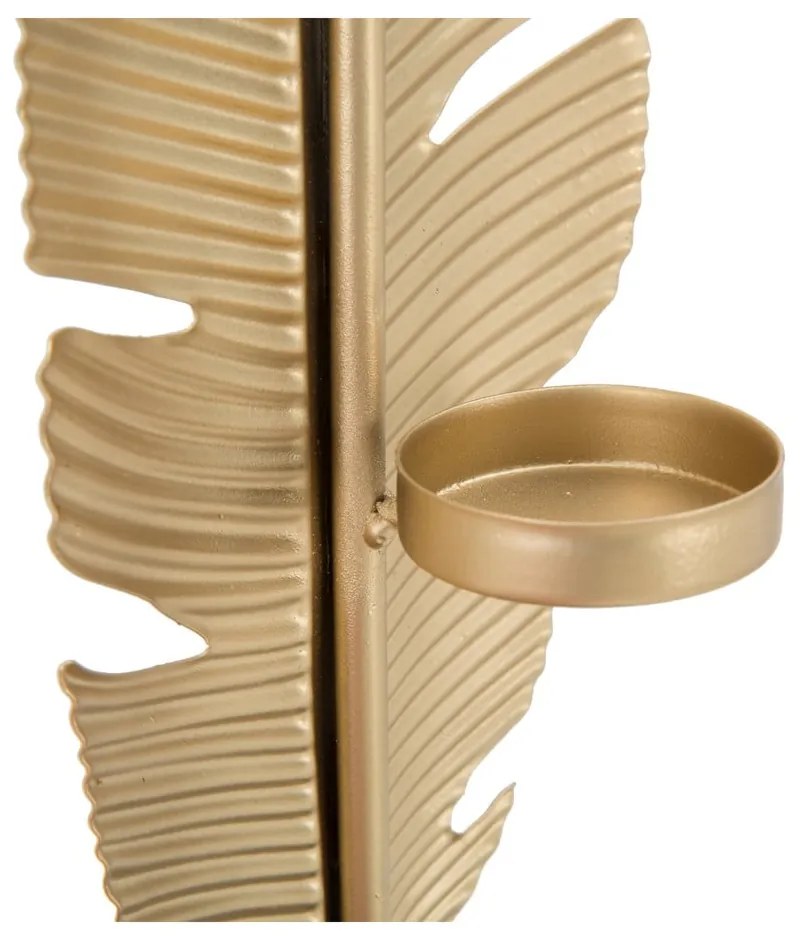 Sfeșnic decorativ Mauro Ferretti Feather, înălțime 34 cm, auriu