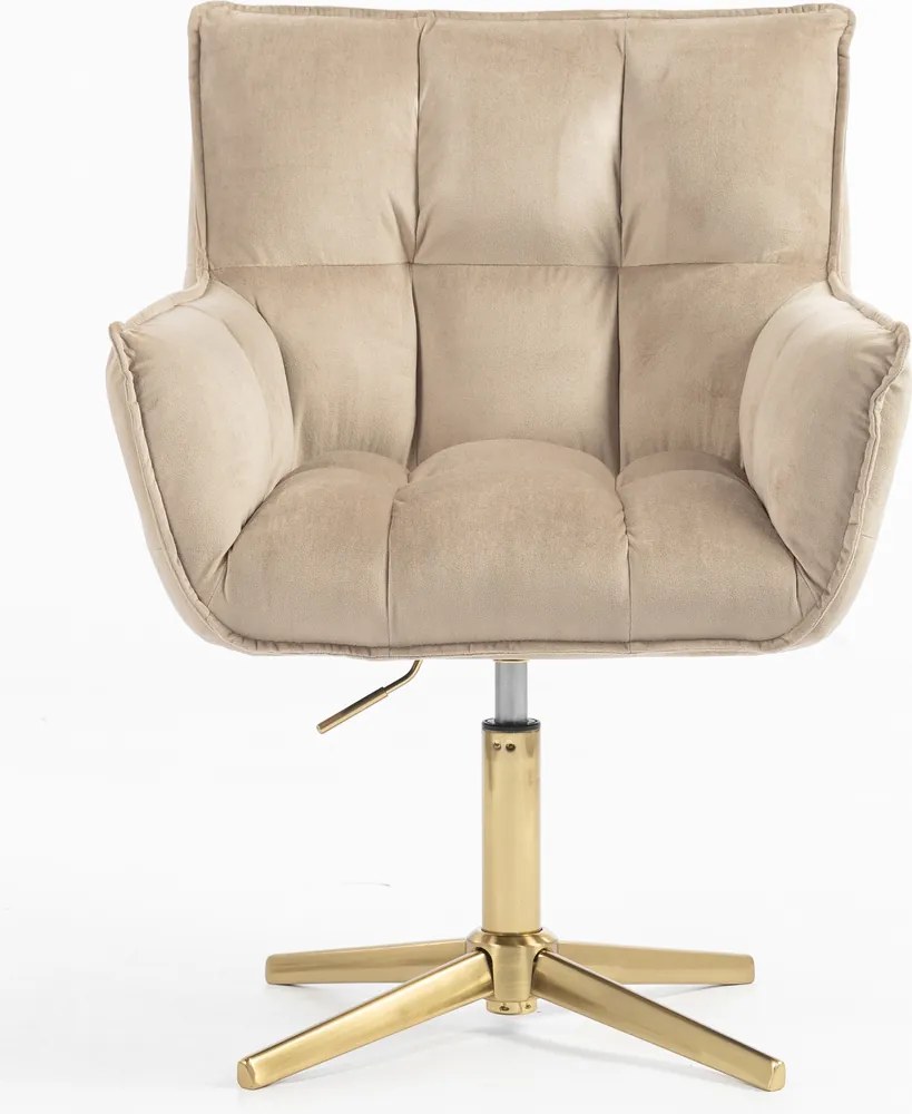 HR560CROSS Scaun Catifea Latte cu Bază Aurie