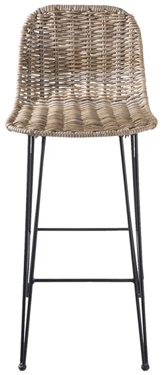 Scaun bar din rachită și metal, 40x40x93 cm, stil Country Chic