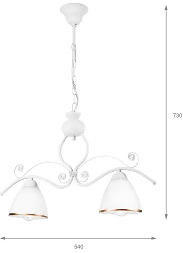 Lustră pe lanț RETRO 2xE27/60W/230V alb mat