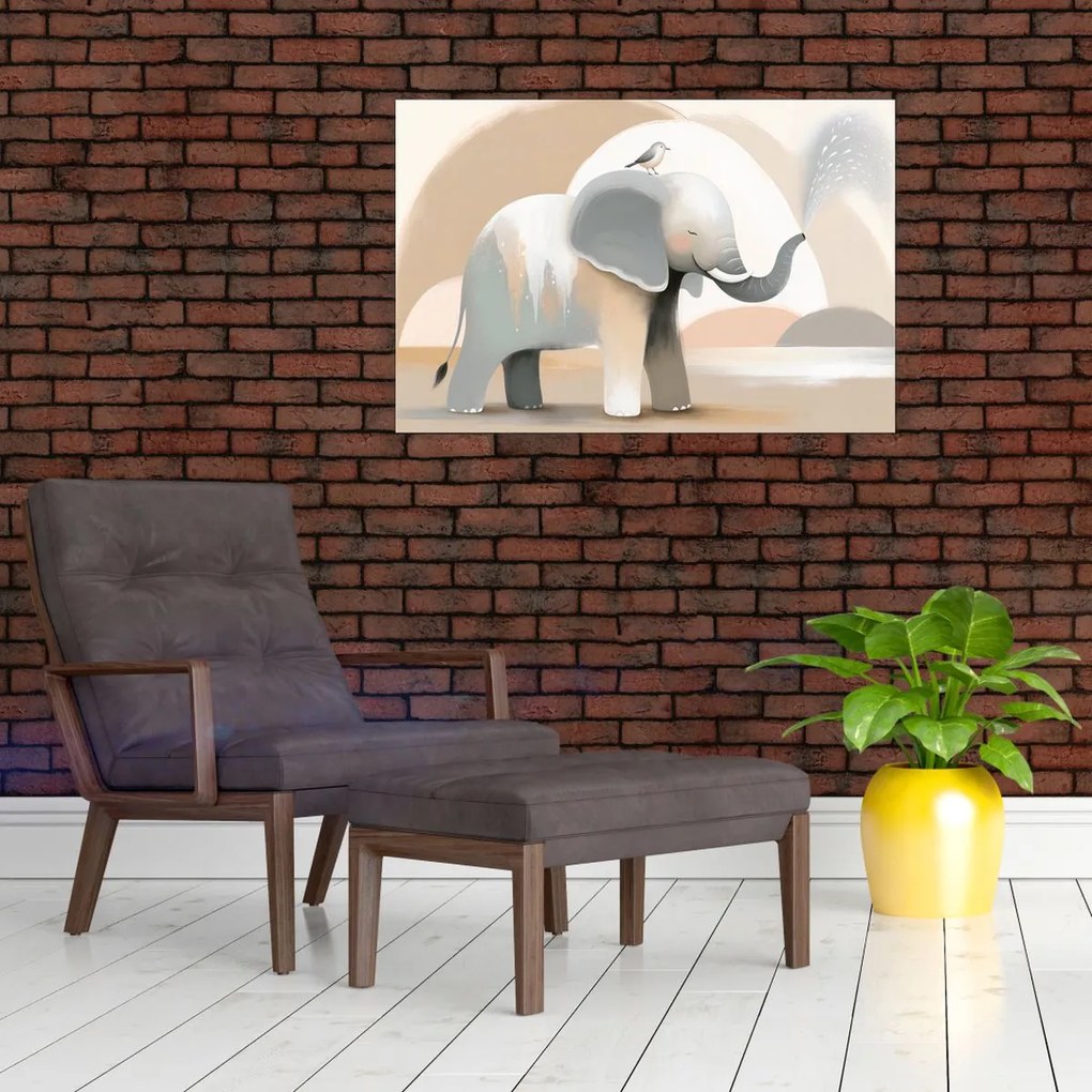 Tablou - Elefant în culori pastel (90x60 cm)