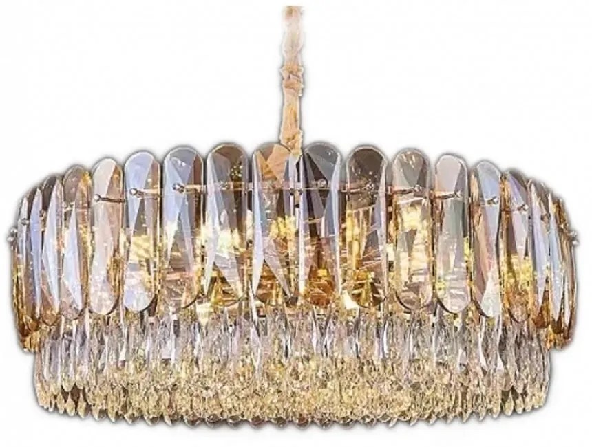 Candelabru Cristal, Elit's EsnH98047-500, 6 X E27, Auriu, 50cm