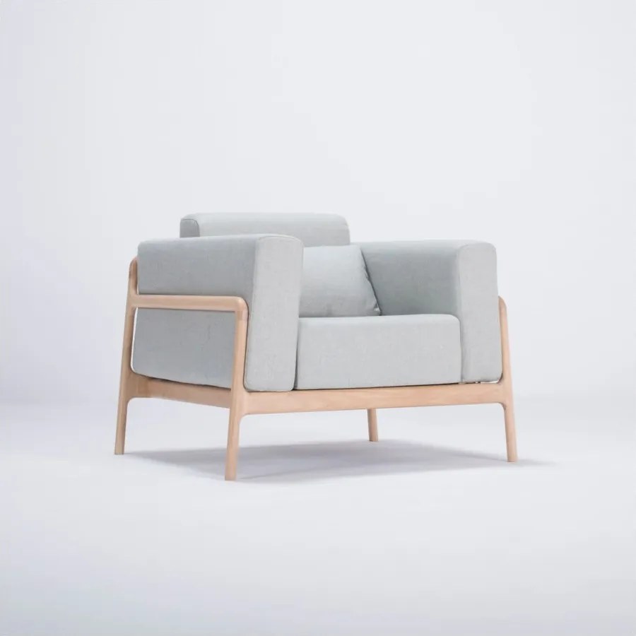 Fotoliu din lemn de stejar Gazzda Fawn, albastru - gri