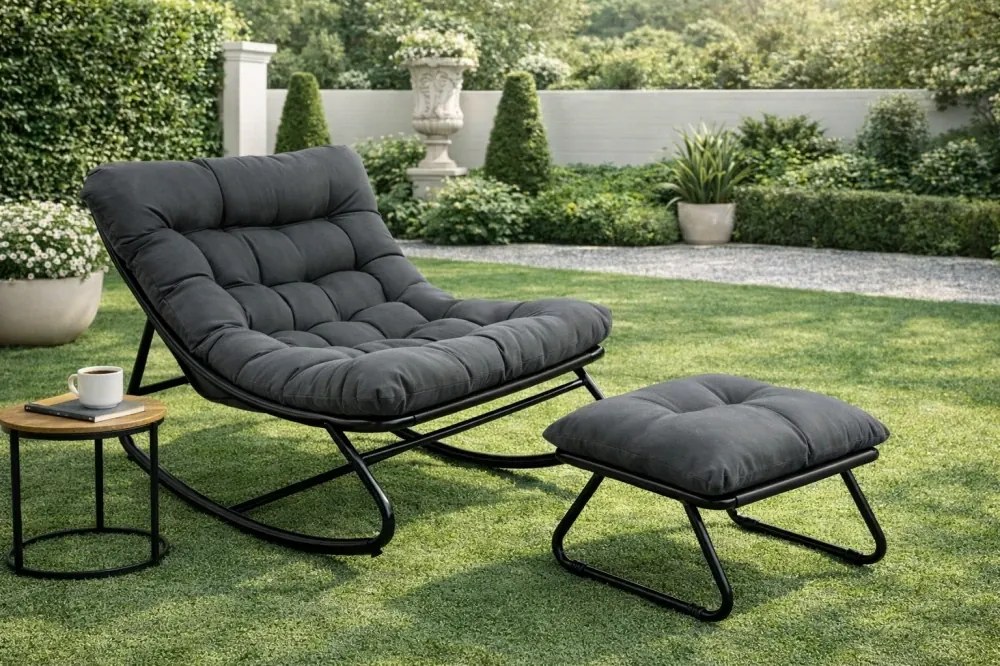 RESIIGLAT- Balansoar cu scaun pentru suport picioare, cadru metalic, pentru uz interior și exterior, rezistent până la 150 kg, Gri