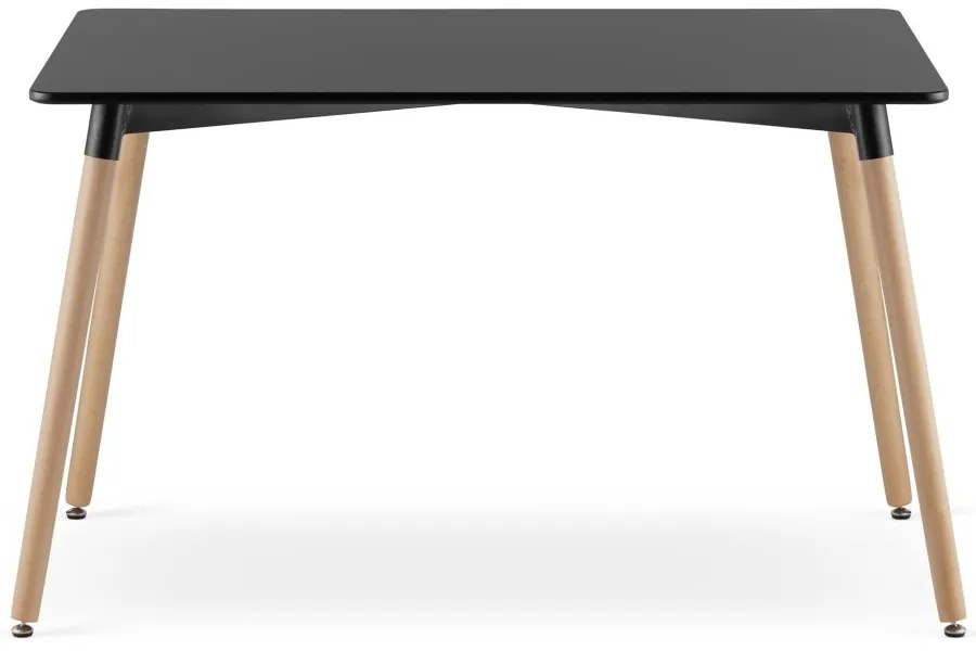 Set pentru dining 1 + 4, masa neagra ADRIA 120x80 cm + scaun negru catifelat ASTI cu picioare negre