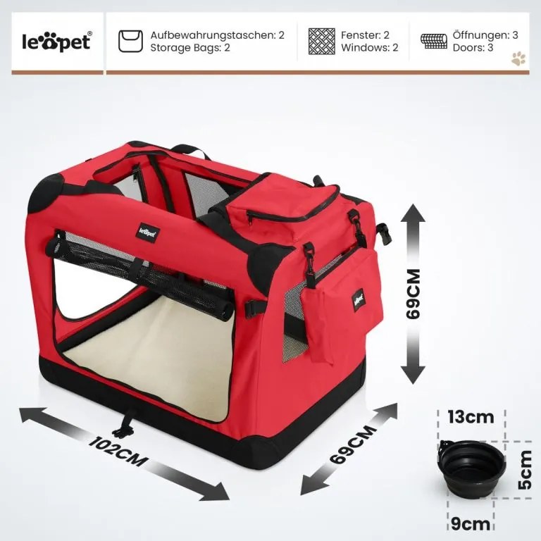 Leopet Cutie de transport pentru câini XXXL, 102 x 69 x 69 c