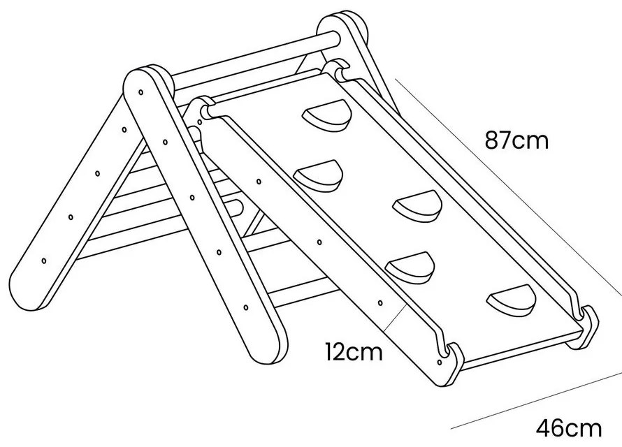 Triunghi Pikler de cățărat gri din lemn de pin 46x87x60 cm Montessori – Meowbaby