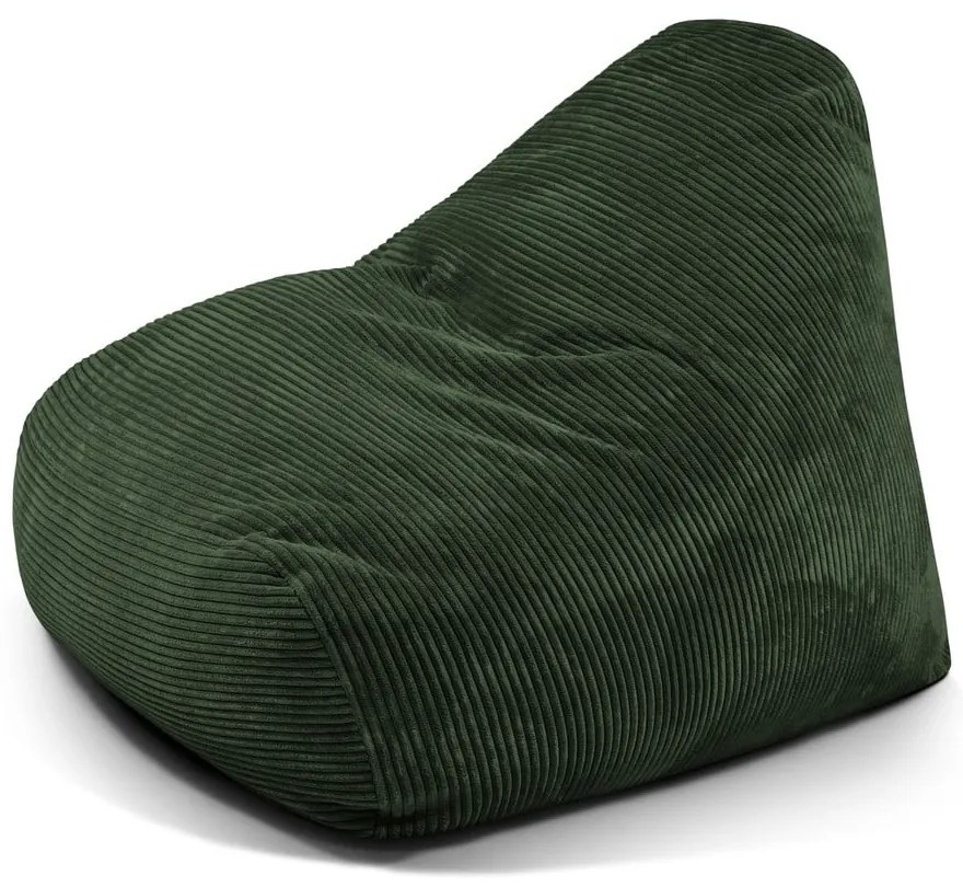 Fotoliu bean bag verde cu tapițerie din catifea reiată Snug 100 – SLOWDOWN