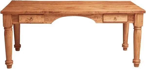 Birou, L184 92 H78 cm, 2 sertare, natur antichizat, lemn masiv
