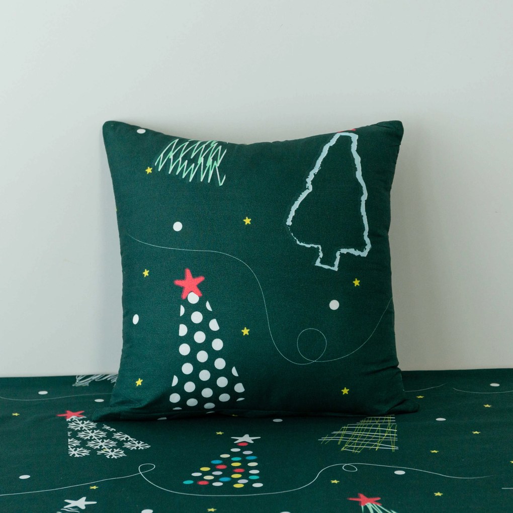 Fata de perna din microfibra CHRISTMAS DRIFT 45x45 cm, verde